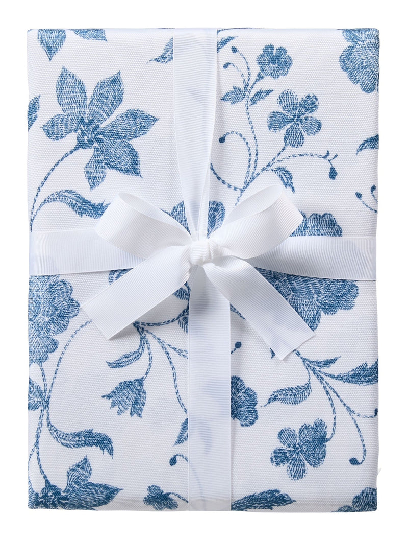 Spill Resistant Floral Print Table Cloth, Blue/White, 60-in x 104-in L9486