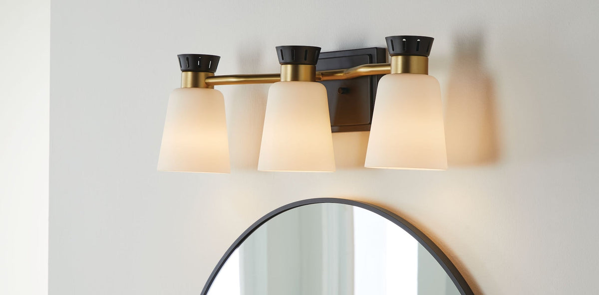 Springwater 3-Light Vanity with Opal Glass, Black