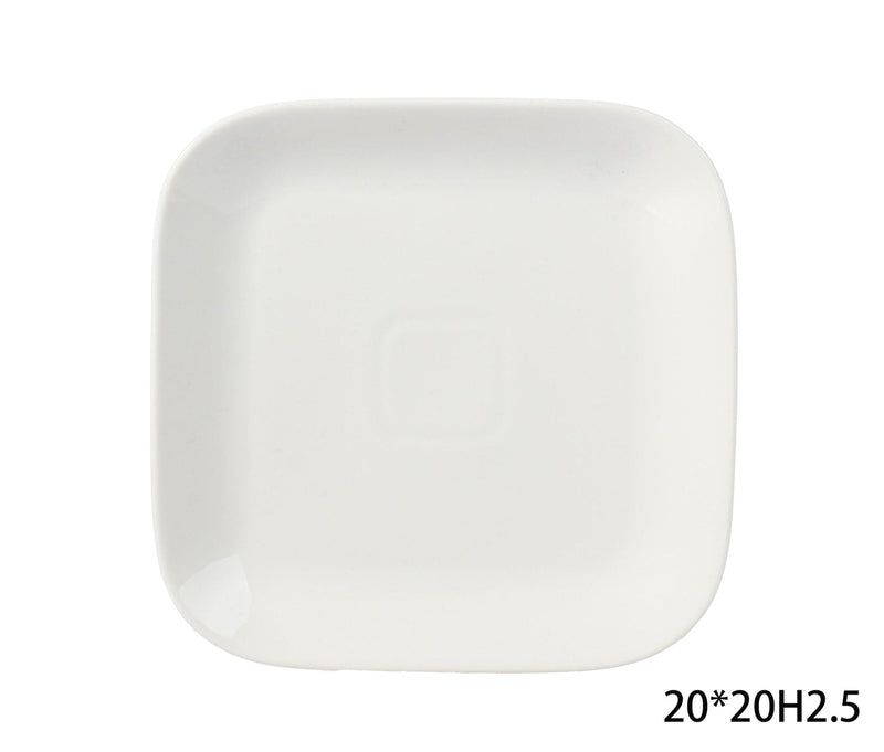 Square Stoneware Side Plate, 8-in, White A1432