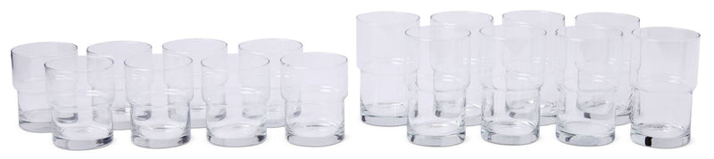 Stacking Glassware Tumbler Set, 12 & 16 oz, 16-pc E6282