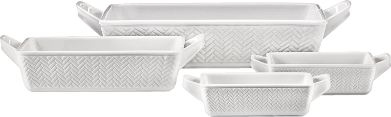 Stoneware Bakeware Set, White, Assorted Sizes, 4-pc S1843