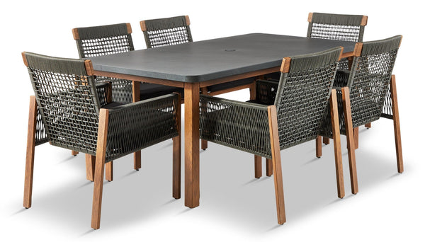 Vernon All-Weather Wicker Casual Outdoor/Patio Dining Set, 7-pc Y7292