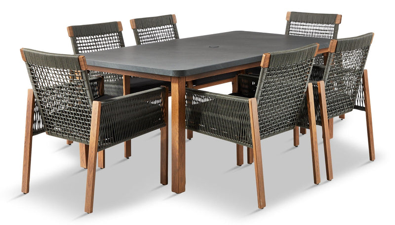 Vernon All-Weather Wicker Casual Outdoor/Patio Dining Set, 7-pc Y7292