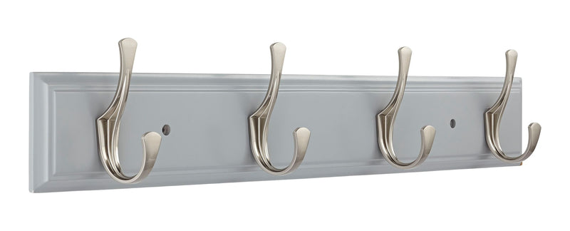 Voisin Stainless Steel 4-Hook Rail, Flint Grey, 27-in S0523