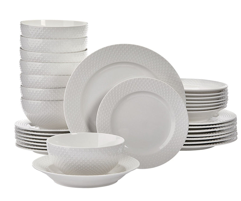 Westbrooke Stoneware Dotted Dinnerware Set, Serves 8, 32-pc, White A1115