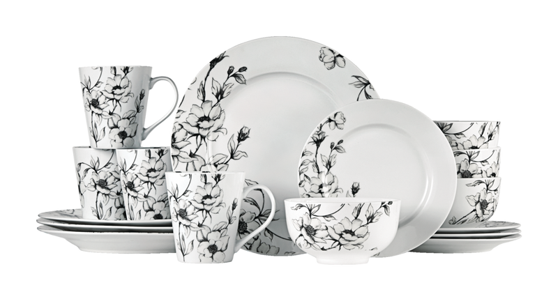 Wild Rose Porcelain Dinnerware Set, Serves 4, 16-pc, White W5569
