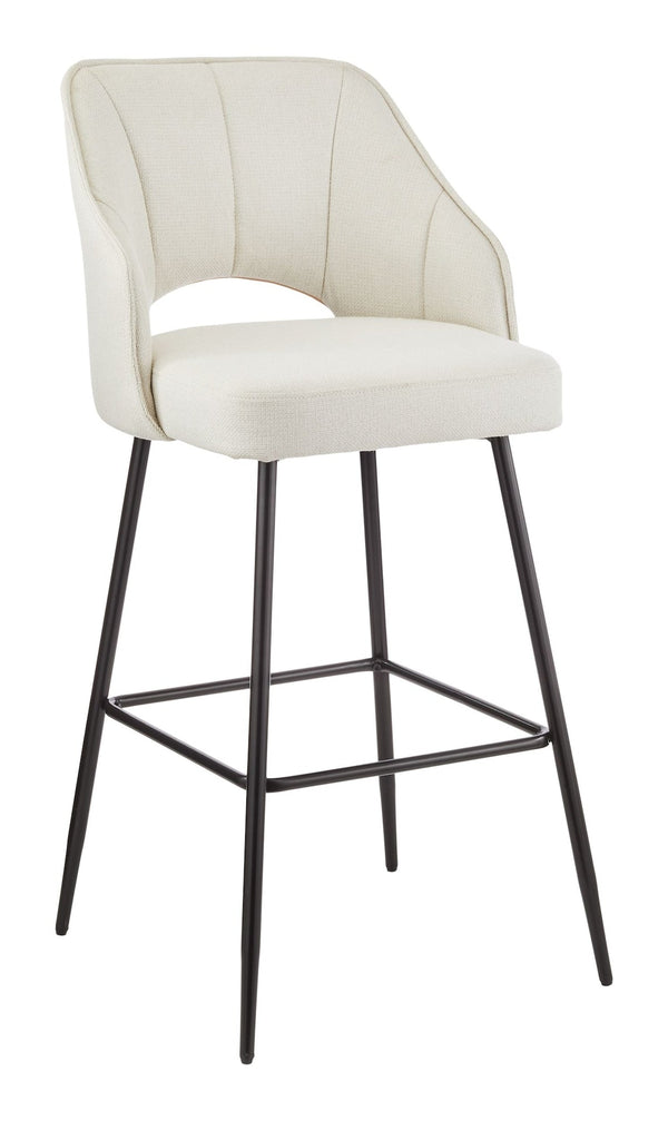 Yael Elegant Elevated Bar Stool with Back Rest, Creme L2262