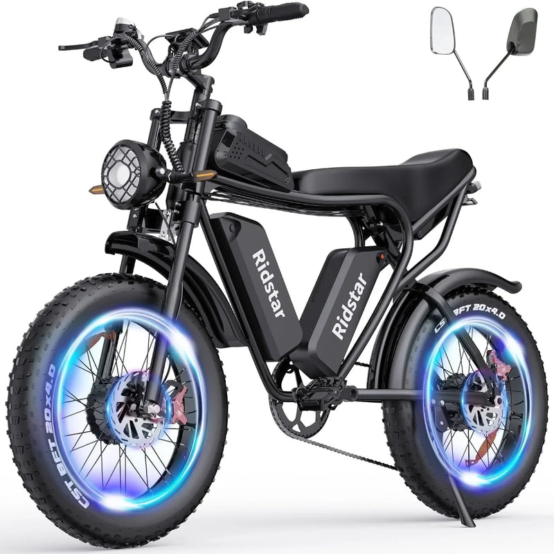 Electric Bike Q20, 2000W, 52V, 30-180 Miles All-Terrain Fat Tire E-Bike for Adults A6244