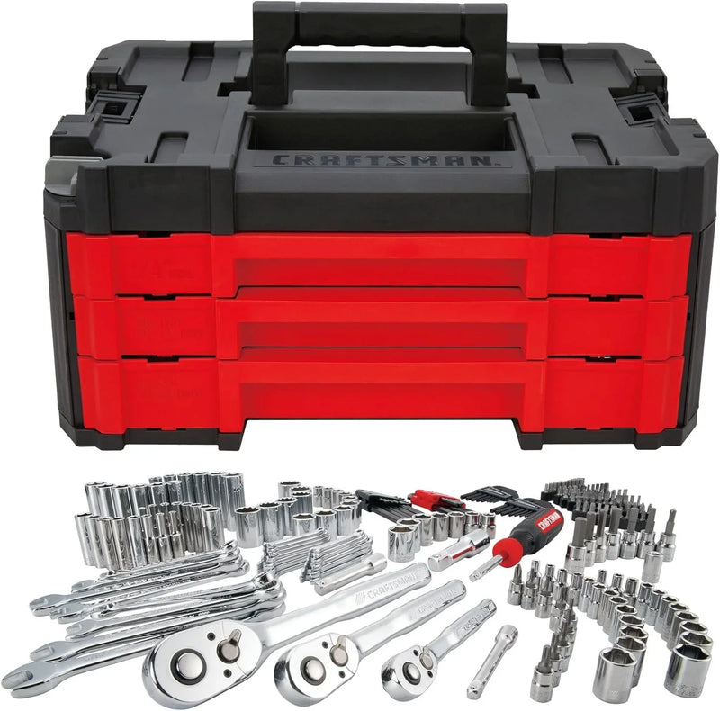 262-Piece Mechanic Tool Set, Master Socket Set with 3-Drawer VERSASTACK Tool Box, SAE/Metric Set (CMMT45309) O6632