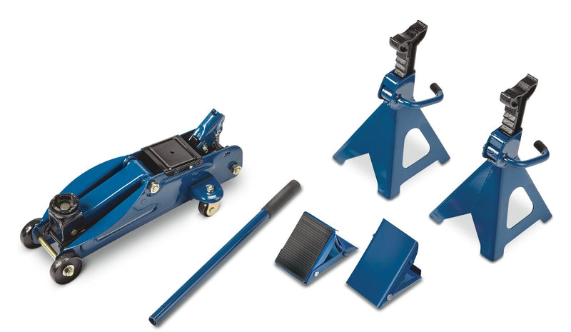 Garage Combo Kit, Jack and Axle Stands with Wheel Chocks, 2-Tonnes, 5-pc I4786