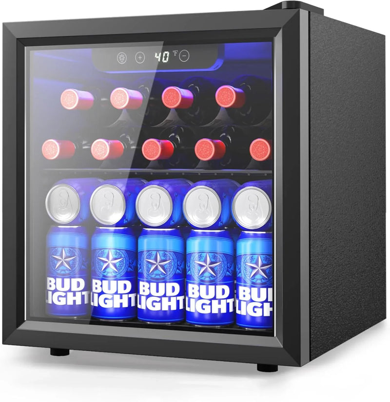 Refrigerator Cooler - 126 Can Mini Fridge with Glass Door for Soda Beer or Wine, Beverage Cooler for Home, Office, Bar with Adjustable Removable Shelves, Silver A5143