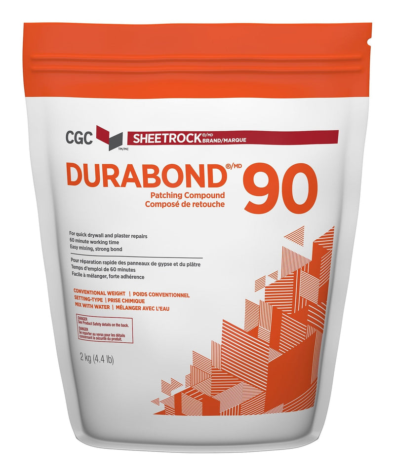 Sheetrock Durabond 90 Minute Drywall & Plaster Repair Compound, Easy-Mix, White, 2-kg X5171