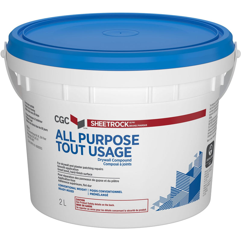 Sheetrock Ready-Mixed Drywall Wallboard Compound, 2-L Pail G6095