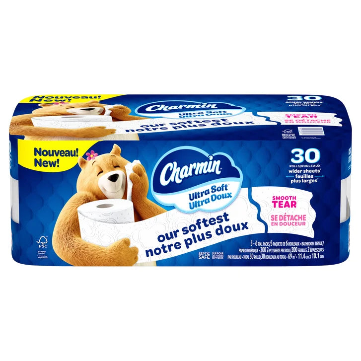 Charmin Ultra Soft Toilet Paper Jumbo Rolls, 30 x 200 Sheets T3400