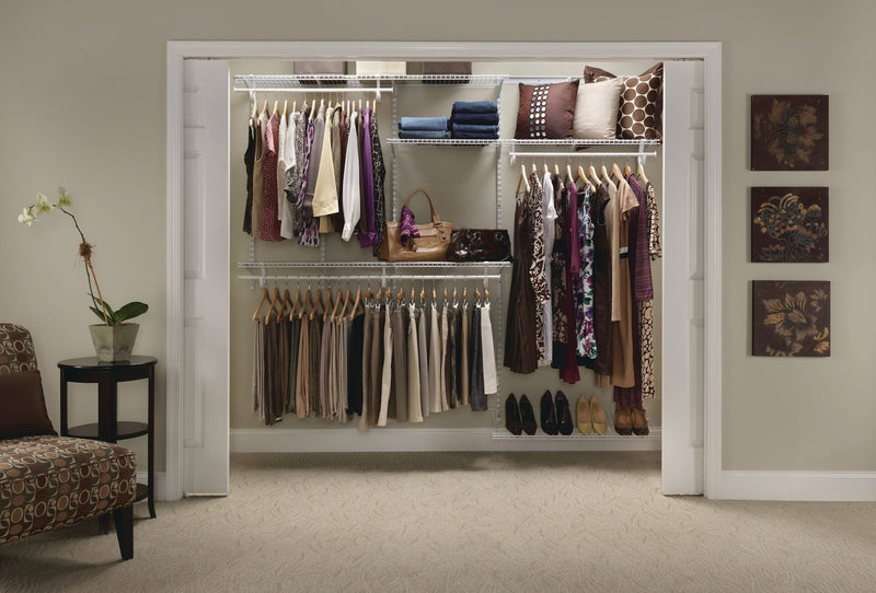 Wire Shelf Track Closet Organizer Kit, White, 5 x 8-ft B4917
