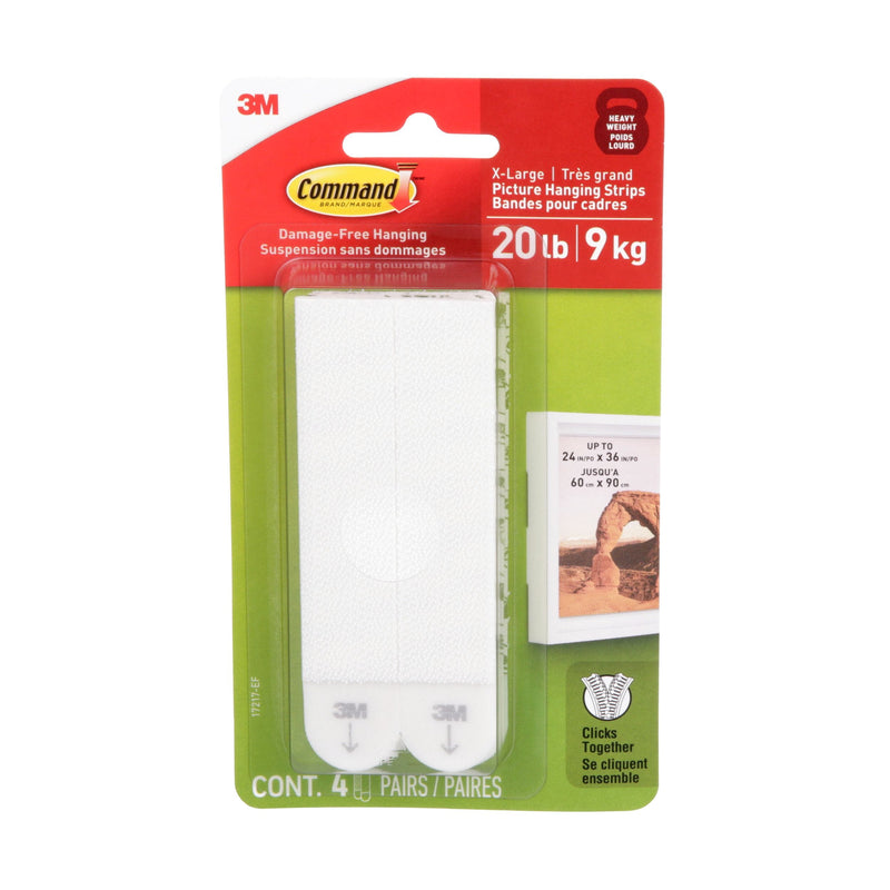 20-lb White Picture Hanging Strips, Pairs, X-Large Strips L4883