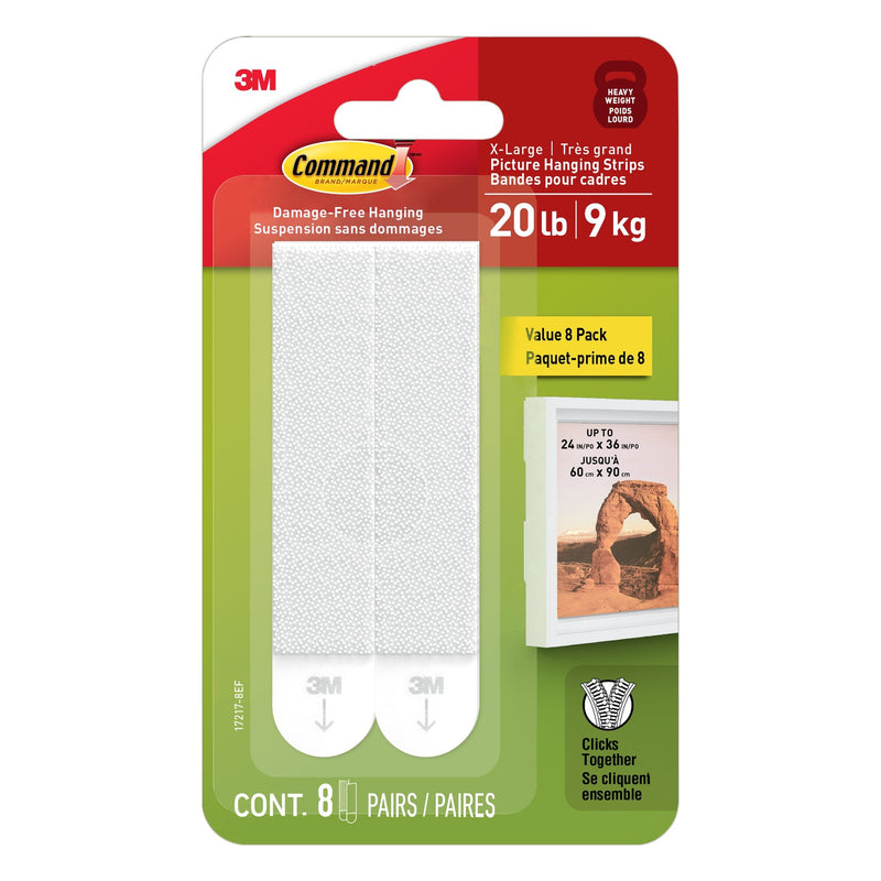 20-lb White Picture Hanging Strips Value Pack, 17217-8EF | 8 Pairs, X-Large Strips X3072