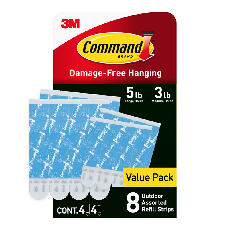 8-Piece 5-lb Medium and Large White All Weather Outdoor & Bath Damage Free Hanging Strips O3495