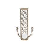 Large Decorative Double Hook with Adhesive Strip, Brushed Nickel, 4-lbs, 1 Strip per Pack