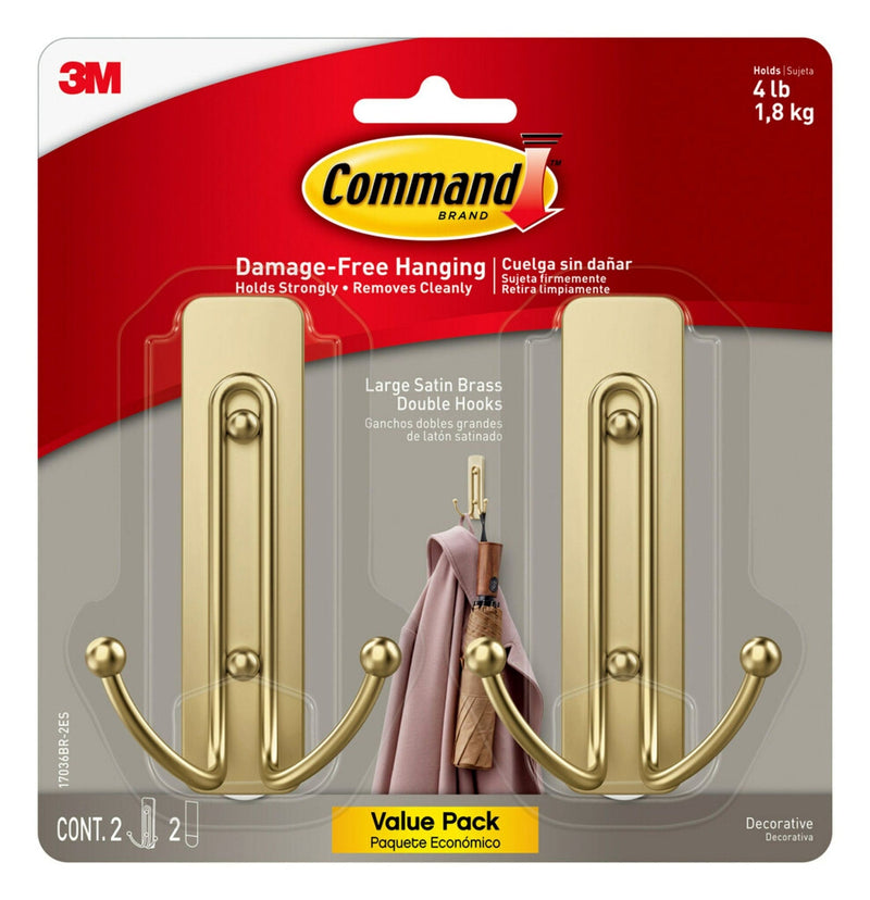 Large Satin Brass Hooks W8964