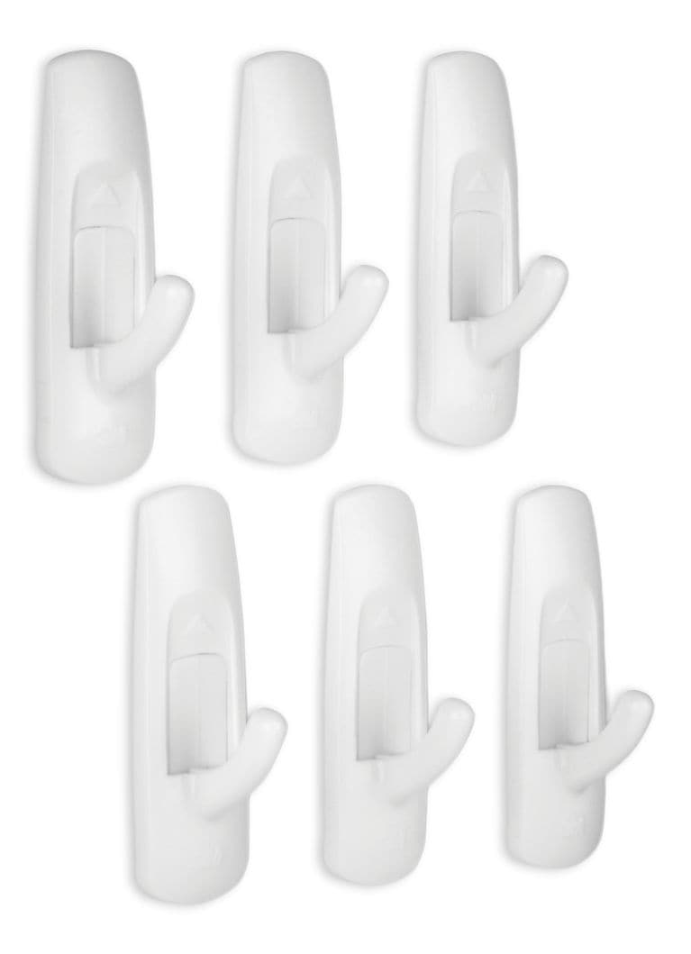 Medium Utility Hooks in Reclosable Package, Adhesive, No Surface Damage, 3-lb, 6 Strips per Pack S1868
