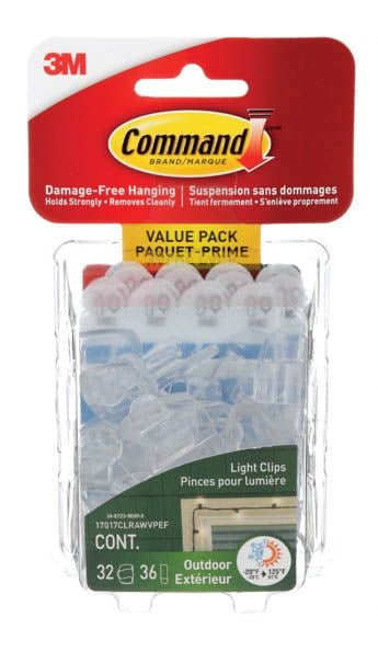 Outdoor Light Clips with Foam Strips, No Surface Damage, 32 Strips per Pack M3529