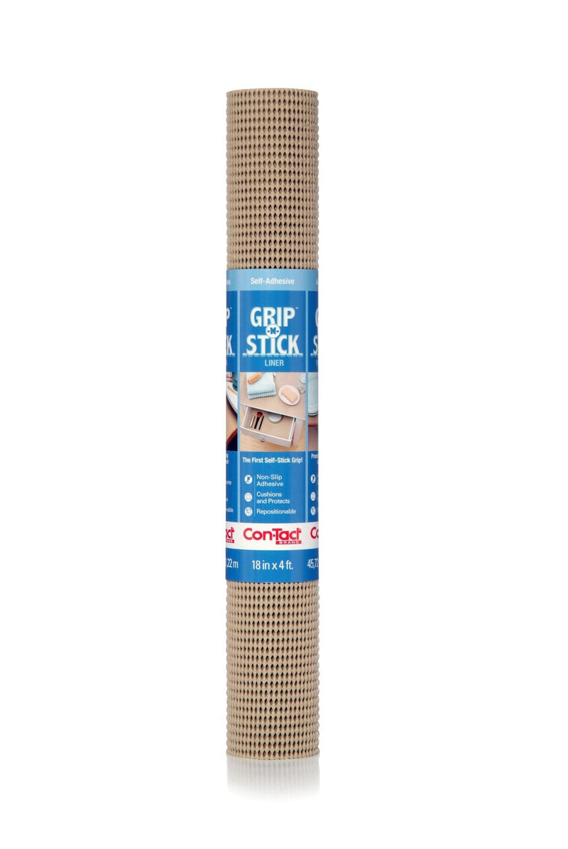Con-Tact Grip-N-Stick Removable Adhesive Non-Slip Shelf/Drawer Liner, Taupe, 18-in x 4-ft M5874