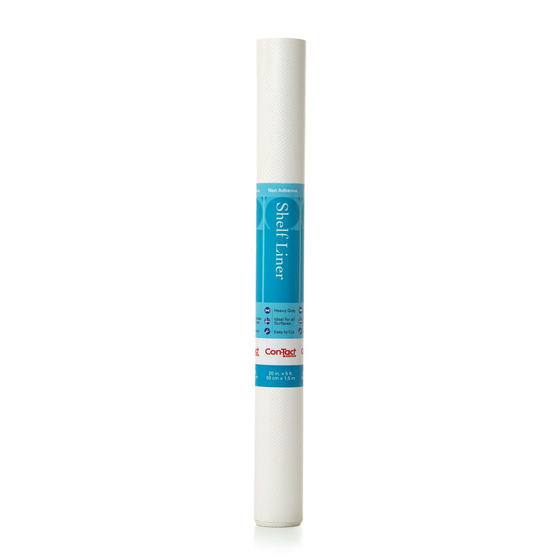Con-Tact Simple Elegance Non-Adhesive Solid Shelf/Drawer Liner, White, 20-in x 5-ft V4804