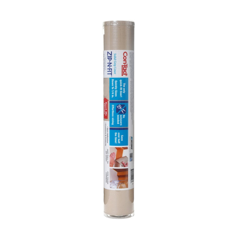Con-Tact Zip-N-Fit Quick-Fit Non-Slip Solid Grip Shelf/Drawer Liner, Stone, 18-in x 4-ft L0639