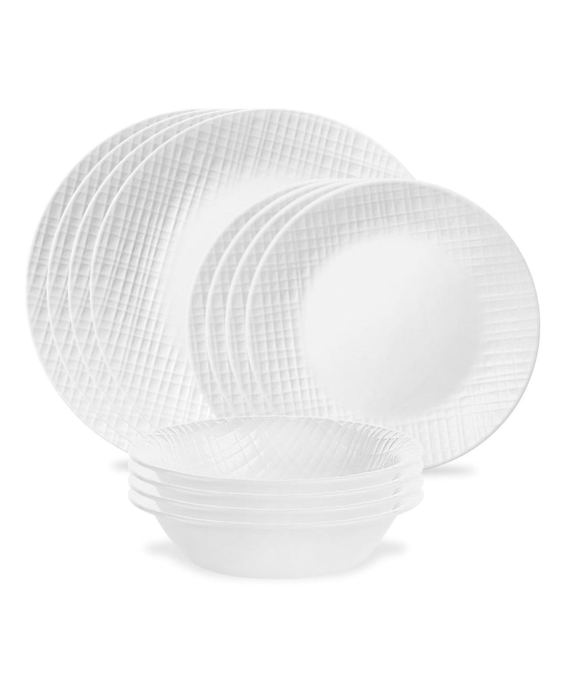 Linen Weave Dinnerware Set, Serves 4, 12-pc, White U6196