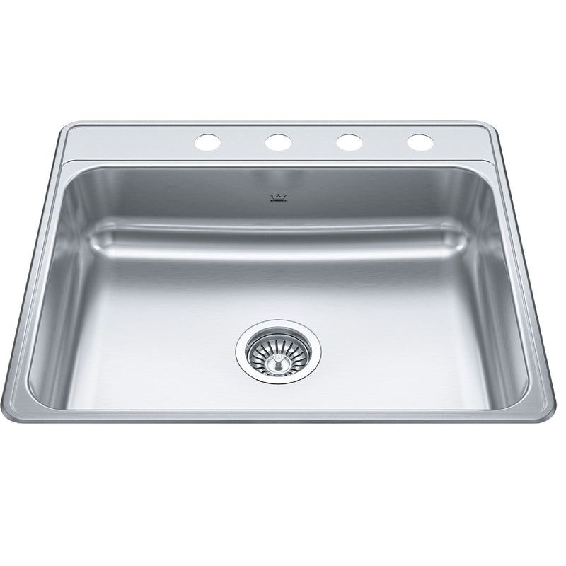 Drop-In Single 4-Hole Stainless Steel Sink, 22x25-in D1679