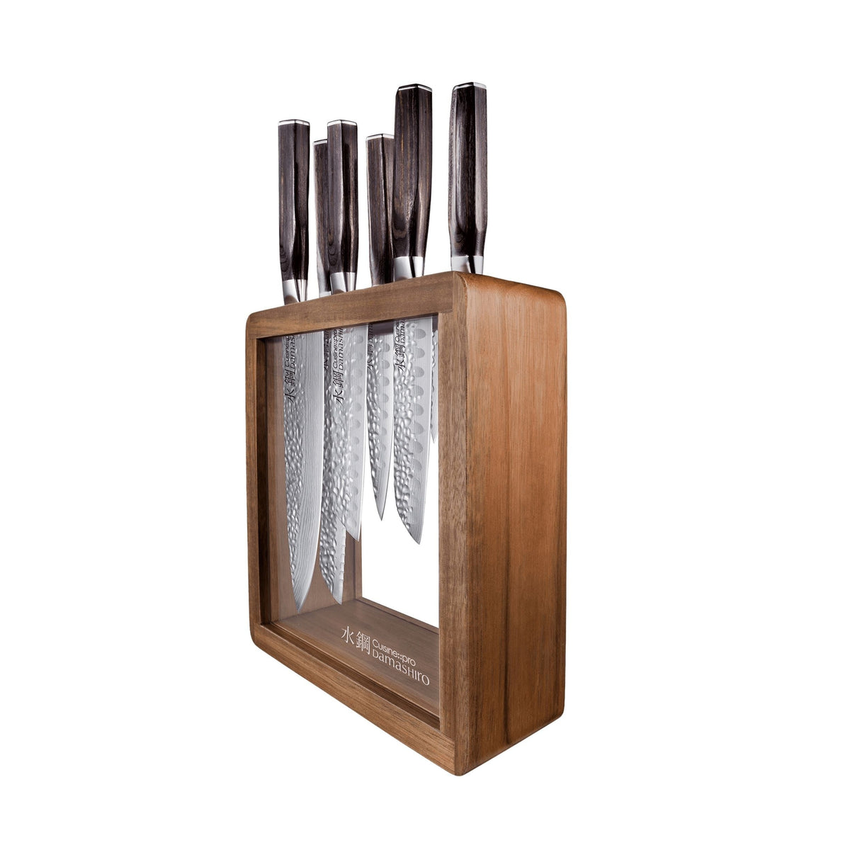 PRO DAMASHIRO MOKUZAI 7PC KNIFE BLOCK