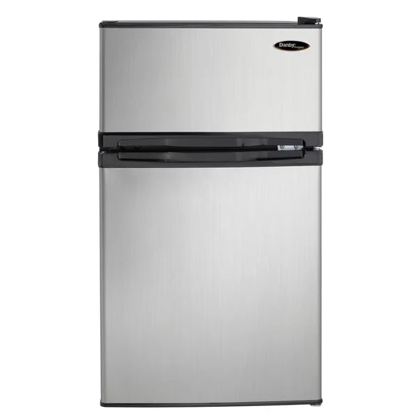 Danby Designer 3.1 cu. ft. Dual Door Compact Fridge with Freezer in Stainless-steel Look T6165