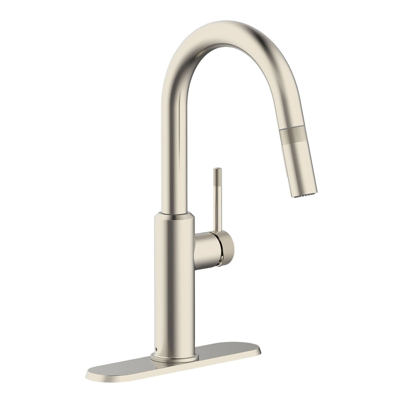 Colby 1-Handle Pull-Down Kitchen Faucet with Knurled Accents, Stainless Steel T7361