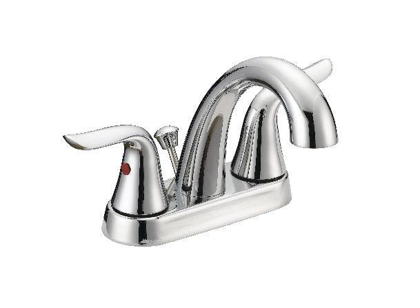 Plymouth Double Handle 4-in Centreset Bathroom Sink Faucet with Pop-Up Drain, Chrome K3943