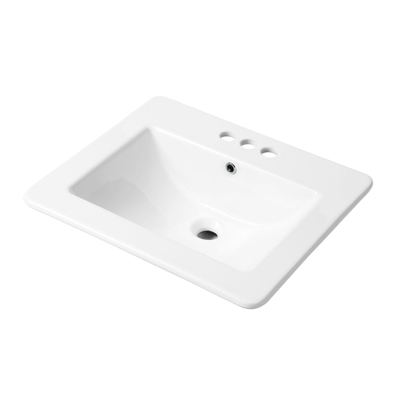 Square Drop-In Basin with Overflow, White, 21 x 18.5-in R9268