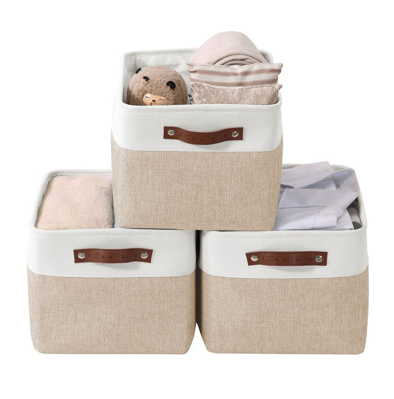 Large Soft-Sided Foldable Storage Basket, 3-pk, Beige M9346