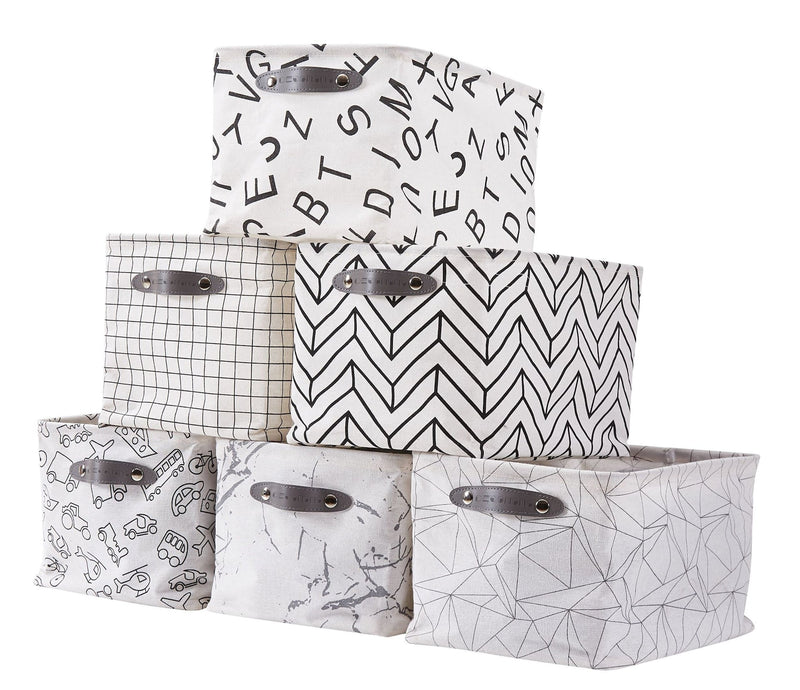 Large Water Resistant Storage Bin, 15-in x 11-in x 9.5-in, 6-pk, Black Pattern J8028