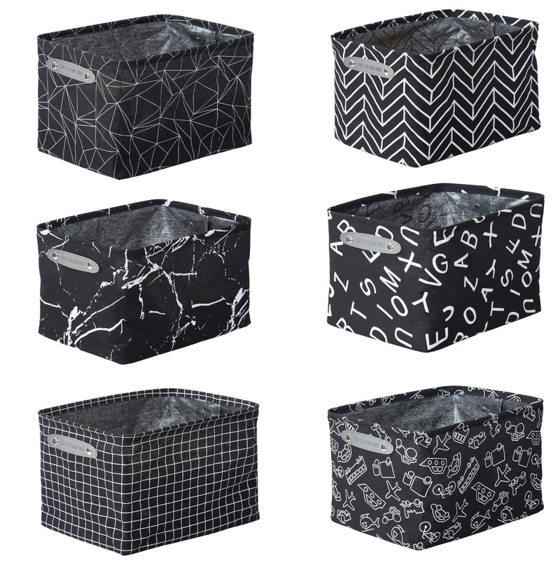 Large Water Resistant Storage Bin, 15-in x 11-in x 9.5-in, 6-pk, White Pattern C8003