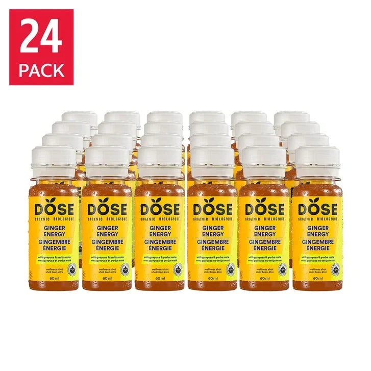DOSE Organic Ginger Daily Booster shots, ENERGY pack, 24 x 60 mL (2 fl oz) B7818
