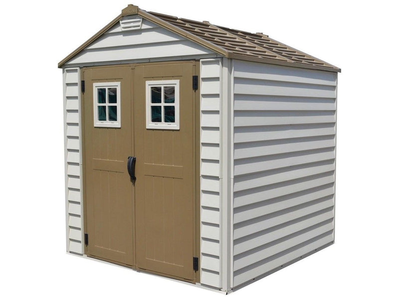 StoreMax Vinyl Garden Shed, Brown, 7-ft x 7-ft D1992
