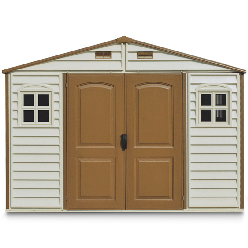 Woodside Vinyl Resin Garden Shed, Brown, 10-1/2-ft x 8-ft X0396