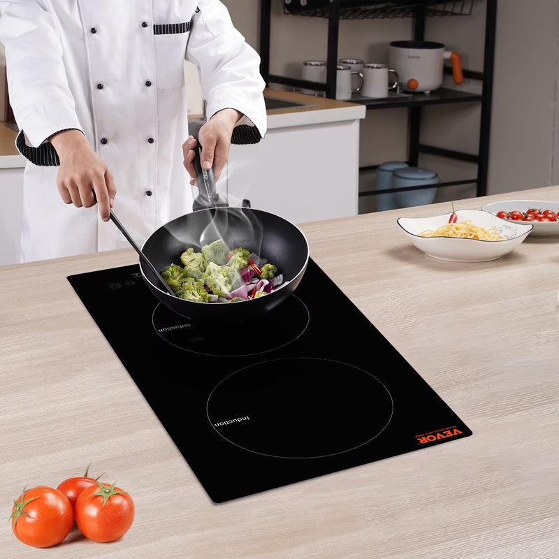 BENTISM 12 inch Electric Cooktop 2 Burners 1800W Stove Top Touch Control G2587