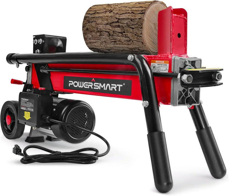 Electric Log Splitter 7-Ton - Efficient Wood Splitter with 3500 Motor Speed, 15 Amp, Horizontal Full Beam Design and Steel Wedge for Firewood & Kindling Cutting K0956