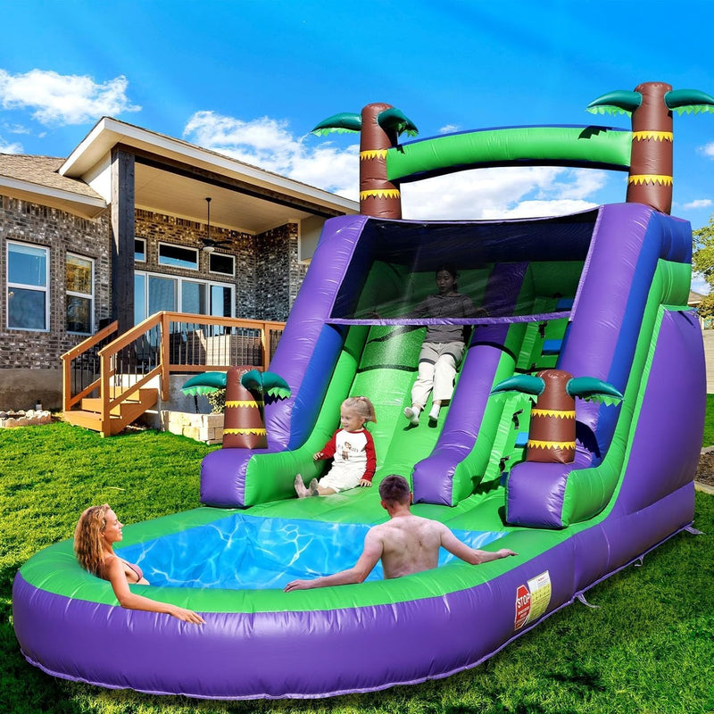 21FT(L) Commercial Grade Water Slide for Adults, (Heavy Duty Full PVC) (Big Splash Water Pool), 750w Blower, Inflatable Waterslide for Backyard, Outdoor Park, 21x9x12ft X9613