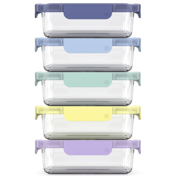 Colour Lock Glass Meal Prep Food Storage Container Set with Leakproof Lids, 10-pc I0836