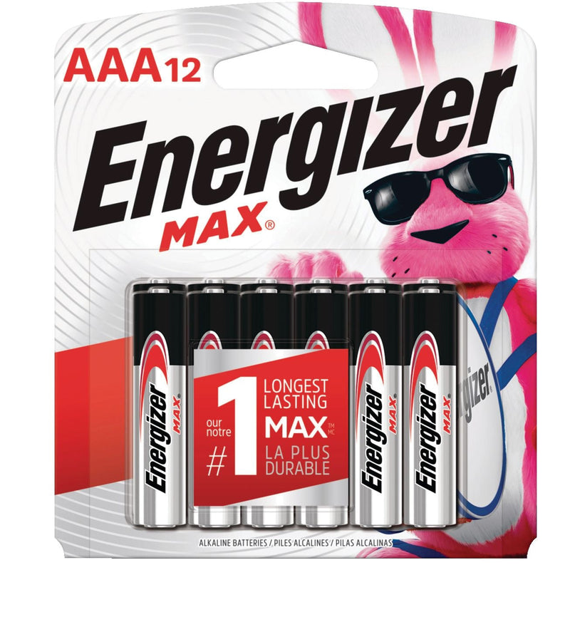 Max 12-pk AAA Alkaline Batteries, Long Lasting, All Purpose B5604