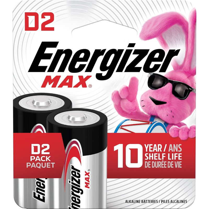 Max 2-pk D Alkaline Batteries, Long Lasting, All Purpose D5274