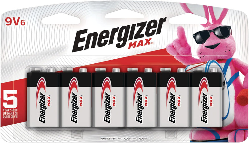 Max 6-pk 9V / 9 Volt Alkaline Batteries, Long Lasting, All Purpose E9116