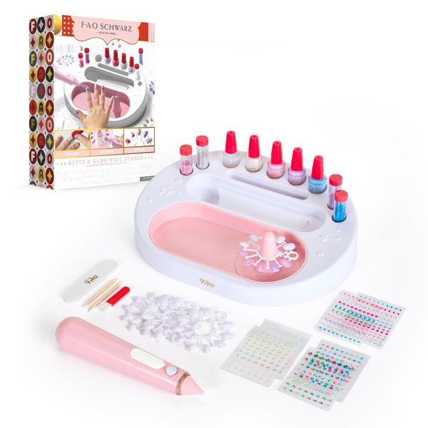 Girls Custom Glitter Nail Set, Pink C3369